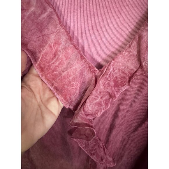 Soft surroundings vintage 90s y2k ruffle pink blouse size M phoebe charmed acid - Picture 4 of 6